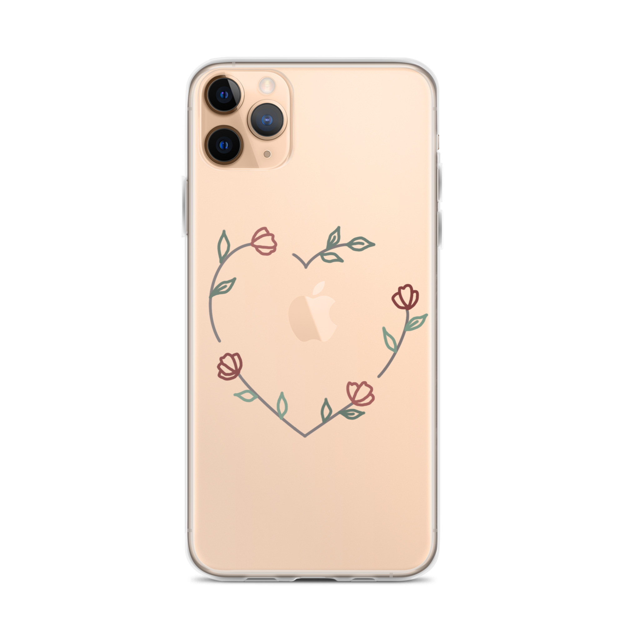 《 芽恋 めれん 》レッド スマホケース iPhone対応｜透明 花柄 アートデザイン 全機種対応 プレゼント