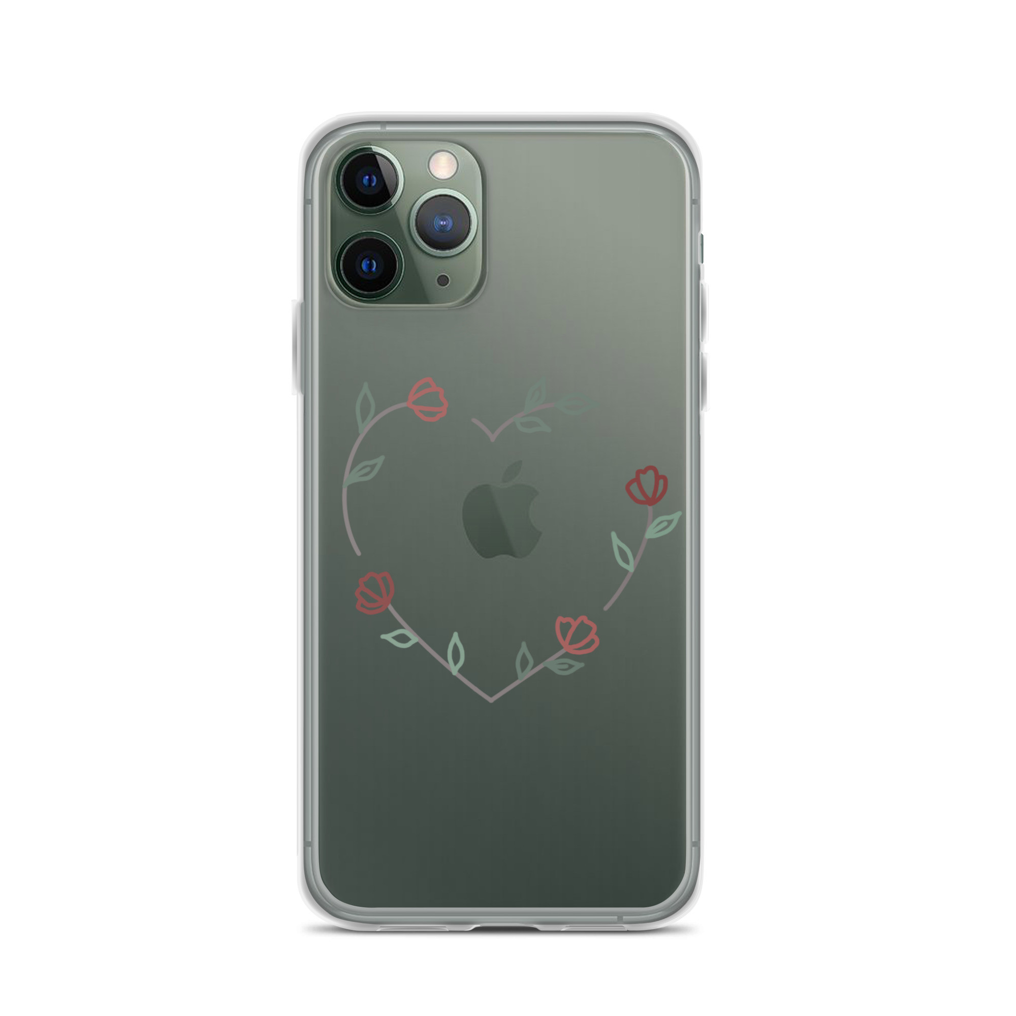 《 芽恋 めれん 》レッド スマホケース iPhone対応｜透明 花柄 アートデザイン 全機種対応 プレゼント