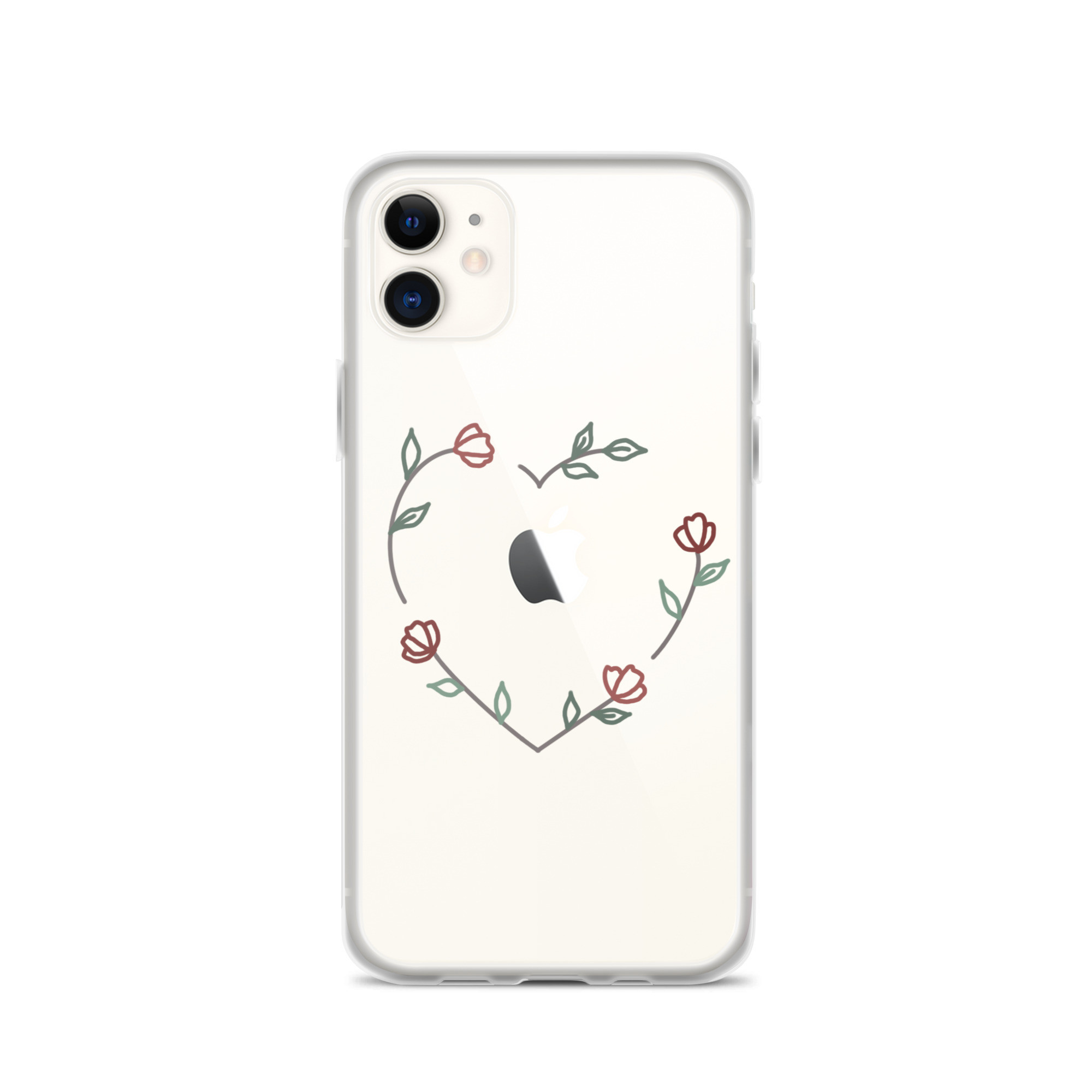 《 芽恋 めれん 》レッド スマホケース iPhone対応｜透明 花柄 アートデザイン 全機種対応 プレゼント