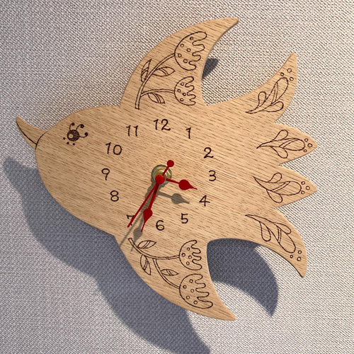 鳥とお花/木製壁掛け時計 掛け時計・置き時計 森ねこ 通販 13270288