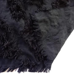 【完成品】黒/ジャガード織フリンジコットン　四角ショール 5枚目の画像