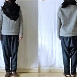 【完成品】黒/ジャガード織フリンジコットン　四角ショール 3枚目の画像
