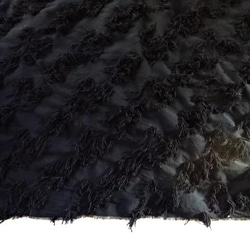 【完成品】黒/ジャガード織フリンジコットン　四角ショール 6枚目の画像