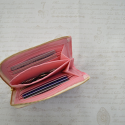 Ｌ字ファスナーミニ財布　春色ウルの小さいお財布【マチ付き】ハワイアンキルト 3枚目の画像