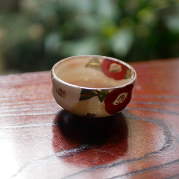 清酒杯茶花陶器京燒 第2張的照片