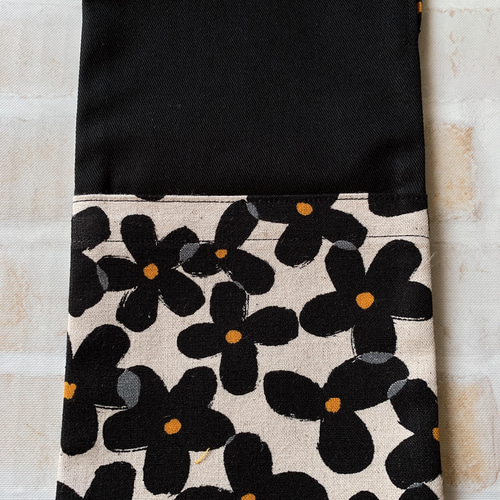 再入荷！】ポケット付きお箸袋 お箸箱入れ 花柄 モノトーン 給食袋