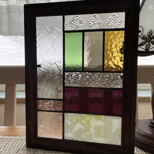 ステンドグラスパネル昭和レトロガラス引き戸