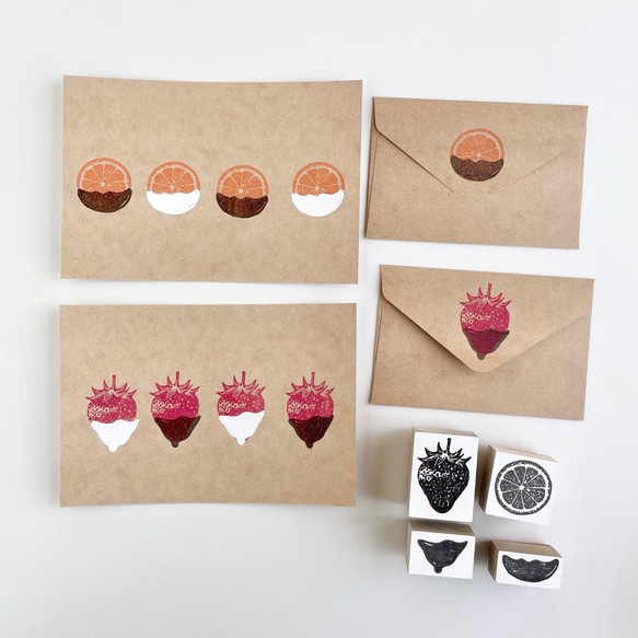 オレンジ＋チョコ　2版で押すオランジェットのラバースタンプ 8枚目の画像