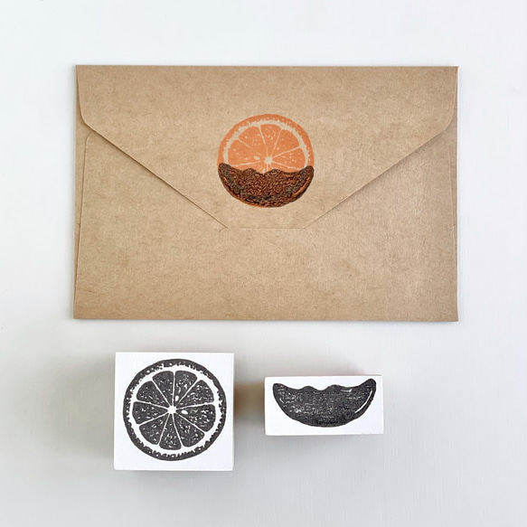 オレンジ＋チョコ　2版で押すオランジェットのラバースタンプ 2枚目の画像