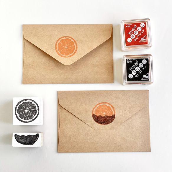 オレンジ＋チョコ　2版で押すオランジェットのラバースタンプ 3枚目の画像