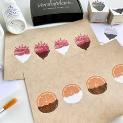 オレンジ＋チョコ　2版で押すオランジェットのラバースタンプ 5枚目の画像