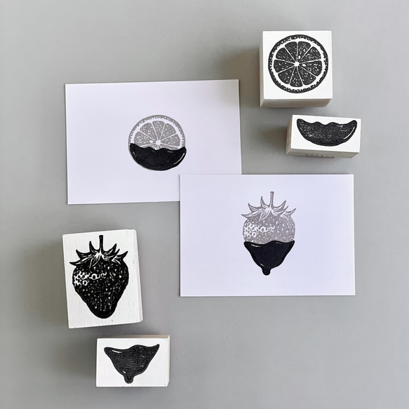 オレンジ＋チョコ　2版で押すオランジェットのラバースタンプ 4枚目の画像