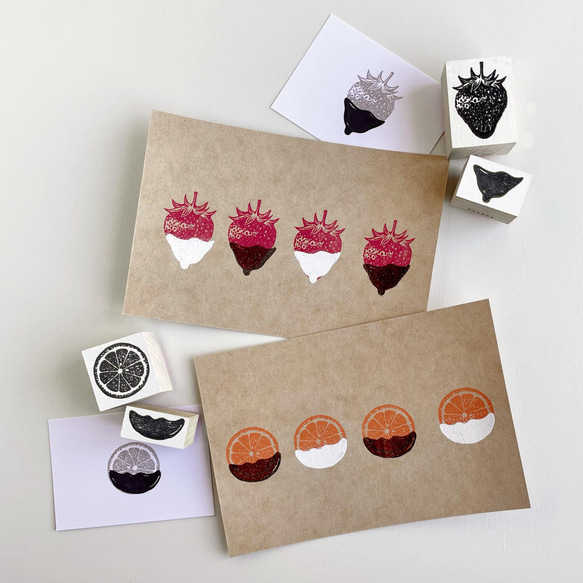 オレンジ＋チョコ　2版で押すオランジェットのラバースタンプ 6枚目の画像