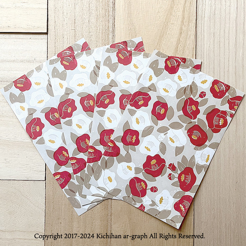 椿（つばき）文様 便箋（掛け紙 熨斗紙）デザインペーパー／20枚 包装