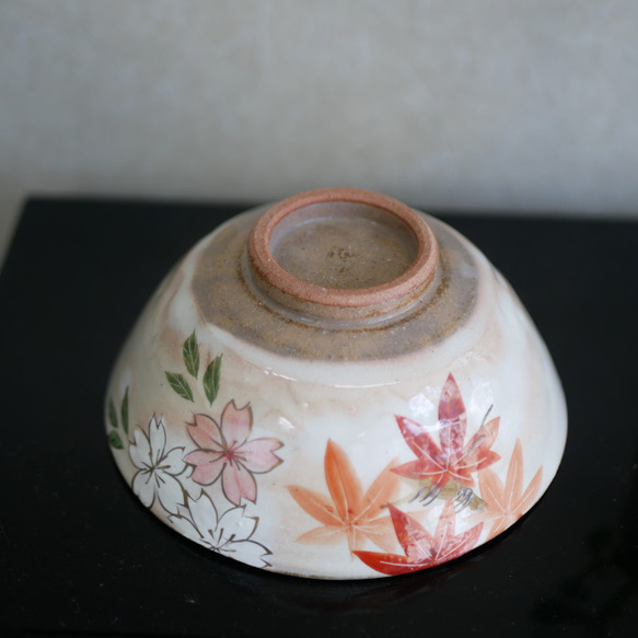京焼・清水焼 ご飯茶碗　雲錦（桜と紅葉）サイズ：大 2枚目の画像