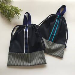 2色♪卒業まで使える 体操袋◼️NV/WH&BL◼️巾着 お着替袋