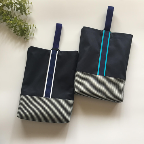 2色♪卒業まで使える 体操袋◼️NV/WH&BL◼️巾着 お着替袋