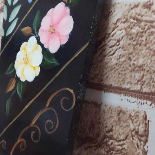 お正月☆花柄の羽子板☆トールペイント その他インテリア雑貨 アクア