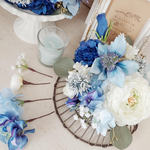 オーダーウェディングブーケセット(ブートニア&ヘアパーツ付