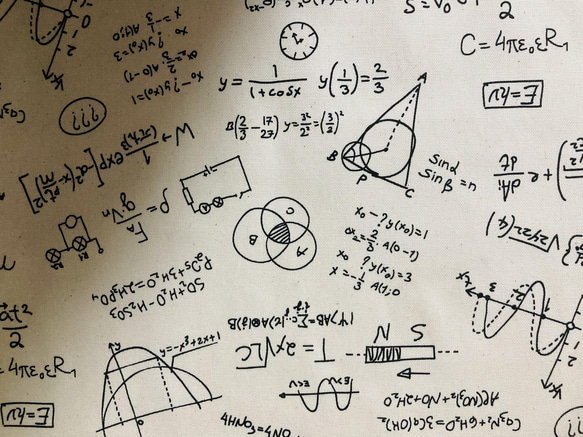 ☆新作☆　数学　数式柄　理科　化学　計算式柄　サイエンス　巾着袋　縦18×横18×マチ8　コップ袋　歯磨きセット 2枚目の画像