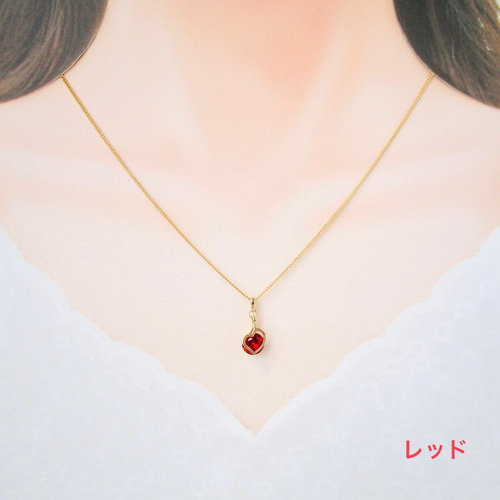 シンプルなハートのネックレス 長さ調節可 ピンク マゼンタ