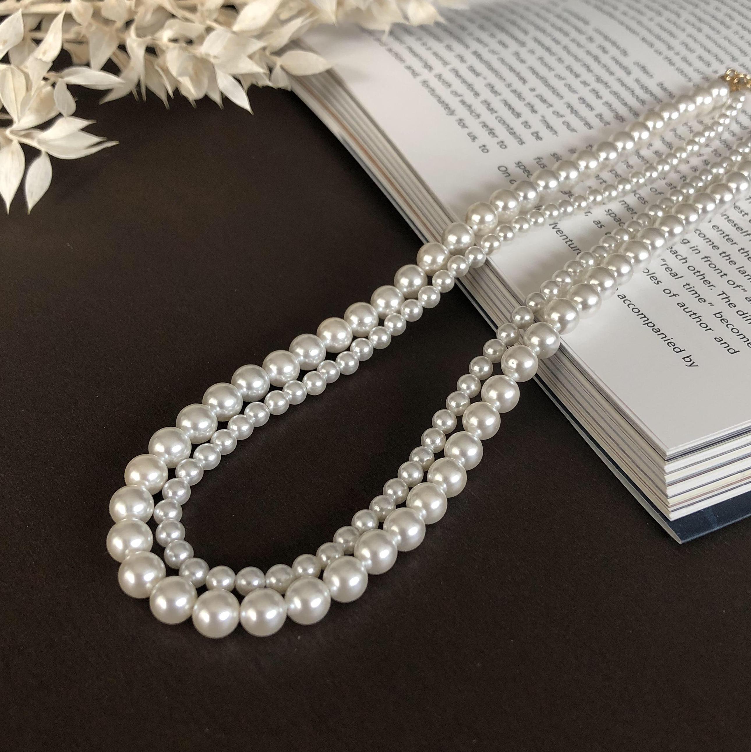 Gold/Silver選べる2連シェルパールネックレス＊入学式・卒業式・フォーマル・デイリーに＊金属アレルギー対応