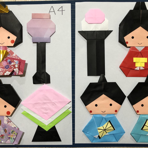折り紙 壁面 ❁﻿ ひな祭り 3段飾り(桃の花あり)ver. その他素材 RIKAIP