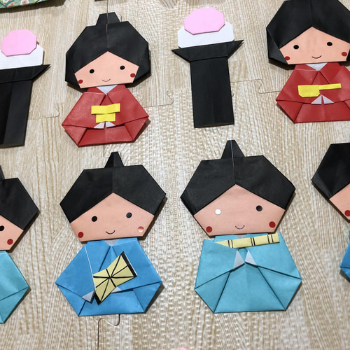 折り紙 壁面 ❁﻿ ひな祭り 5段飾り(桃の花なし)ver. その他素材 RIKAIP