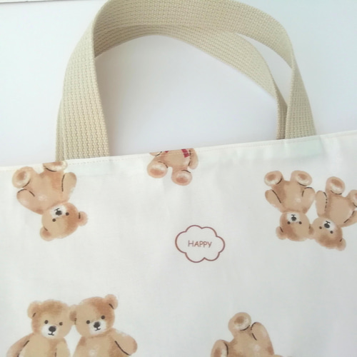 テディベアくまさんレッスンバッグ手提げ*ハンドメイドナチュラル 