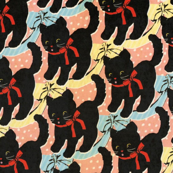 おしゃれ紙「黒ねこのくろちゃん　ピンク」 A4　3枚入　黒猫のぬいぐるみのラッピングペーパー 1枚目の画像