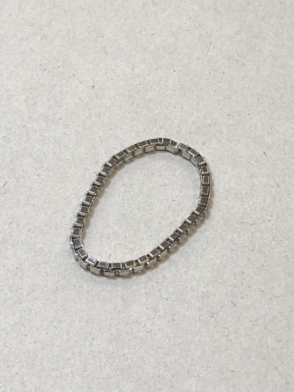 Pt850 プラチナ ベネチアン 1.5mm幅チェーンリング  指輪 レディース 3枚目の画像