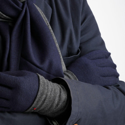 メンズ 男性 手袋 プレゼント 1120 ミッドナイトブルー スマホタッチポイント付 ウール100% シンプルデザイン 5枚目の画像