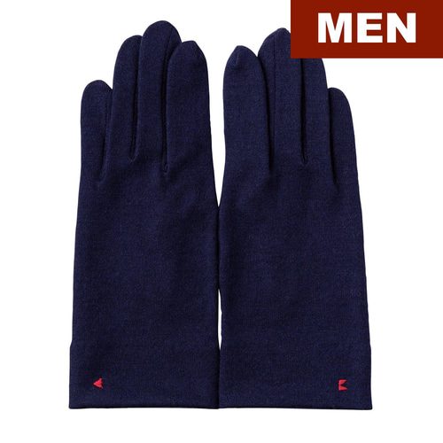 メンズ ネイビー スマホタッチ手袋 ウール100% プレゼント 1120