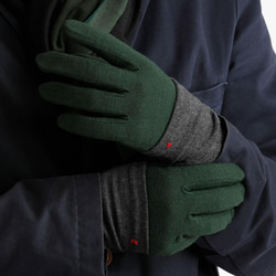 メンズ 男性 手袋 プレゼント 1118 フォレストグリーン／スマホタッチポイント付／ウール100%／シンプルデザイン 5枚目の画像