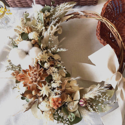 ＊Natural＊瑠璃玉アザミとアナベルのリース＊ドライフラワーリース Natural＊瑠璃玉アザミとアナベルのリース＊ドライフラワーリース
