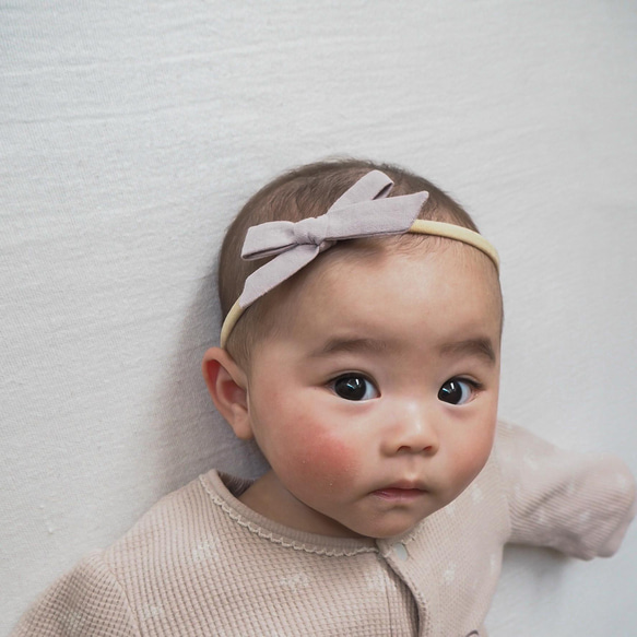 Cotton Linen S Bow ヘアバンド【ベビー　赤ちゃん　女の子　ヘッドバンド　カチューシャ　カチューム】 4枚目の画像