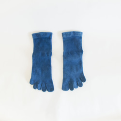　あったか５本指靴下　絹コットン　藍染め　内側シルク100%　 冷え取り　オーガニックコットン　シルク　温活　出産祝い　 4枚目の画像