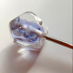 ガラスの氷かんざし　ラベンダー　浴衣にぴったり　とんぼ玉かんざし 1枚目の画像