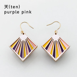 紙の耳飾り karupi 『天(ten)』purple pink 1枚目の画像