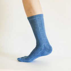 無農薬ヘンプ&コットン５本指靴下　（藍染め）　温活　22～24cm 3枚目の画像