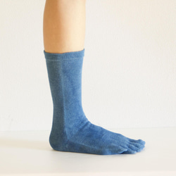 無農薬ヘンプ&コットン５本指靴下　（藍染め）　温活　22～24cm 8枚目の画像