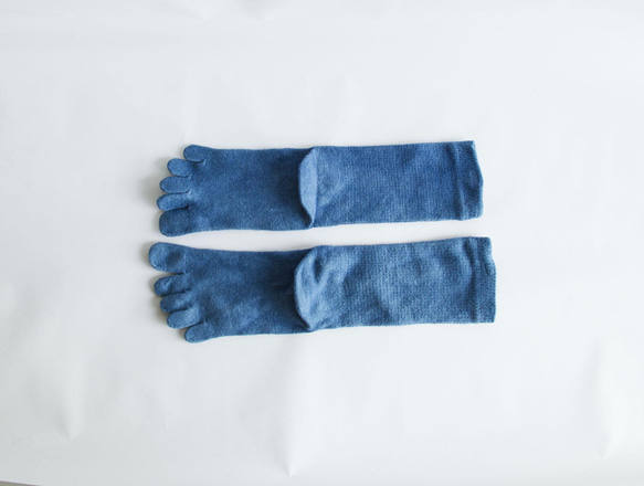 無農薬ヘンプ&コットン５本指靴下　（藍染め）　温活　22～24cm 12枚目の画像