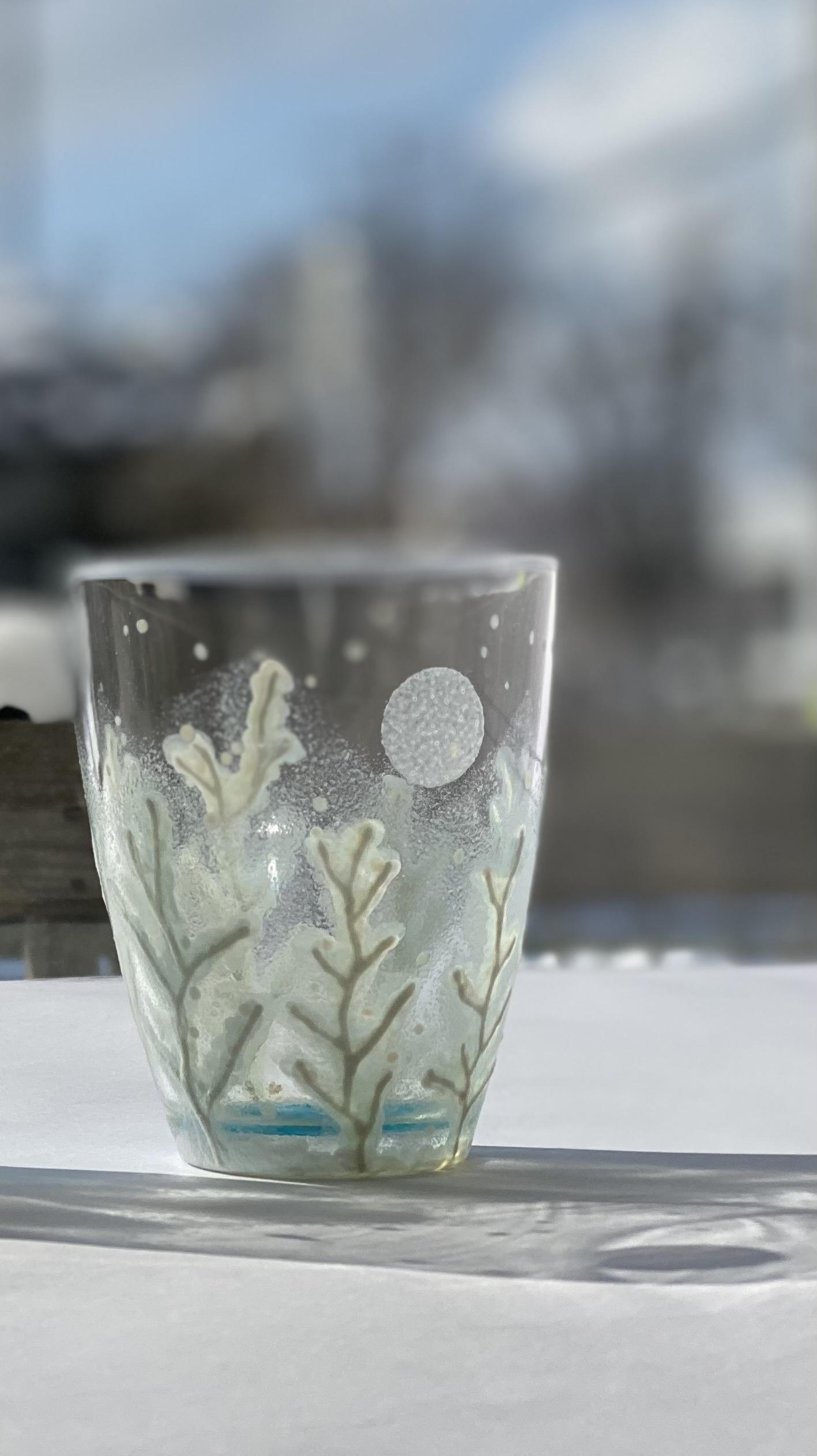 新作【雪樹❄️白い太陽2022】グラス１つ／酒器（雪・冬・晴天）結婚祝い・バレンタインデープレゼント