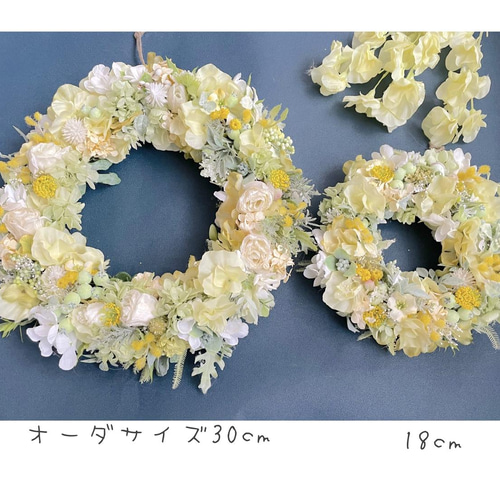 スイートピーとミモザのふんわりリース アートフラワー my craft 通販
