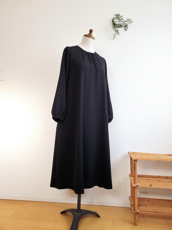 ✜フォーマルブラックワンピース✜二越ちりめん✜【送料無料】✜ 6枚目の画像