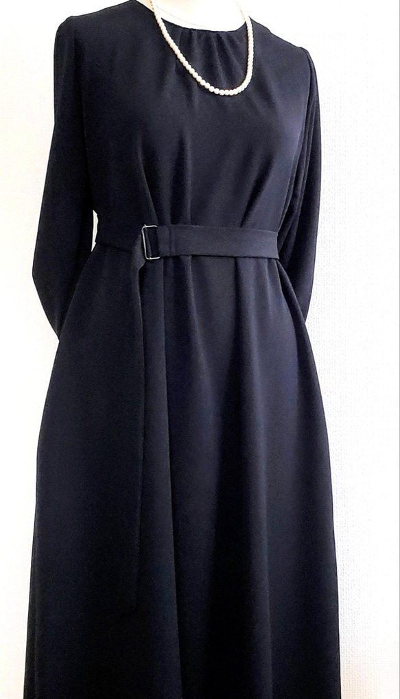 ✜フォーマルブラックワンピース✜二越ちりめん✜【送料無料】✜ 3枚目の画像