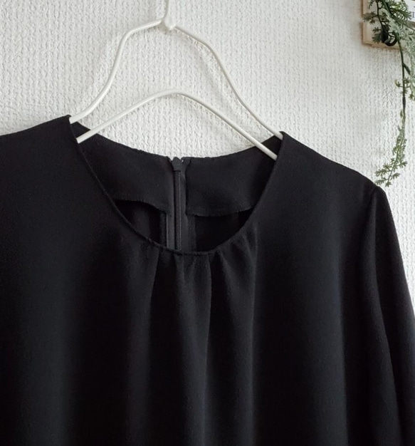 ✜フォーマルブラックワンピース✜二越ちりめん✜【送料無料】✜ 7枚目の画像