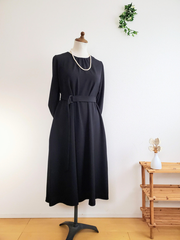 ✜フォーマルブラックワンピース✜二越ちりめん✜【送料無料】✜ 5枚目の画像