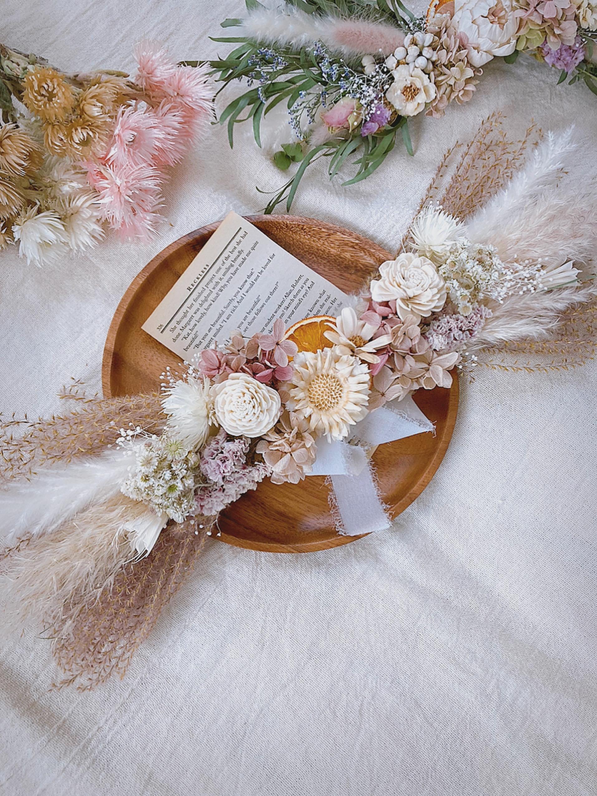 ユーカリとホワイトコンパクターナチュラルスワッグ横長スワッグ