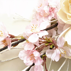 桜とピオニーの白枝入りブーケ&スワッグ 白×ピンク 3枚目の画像
